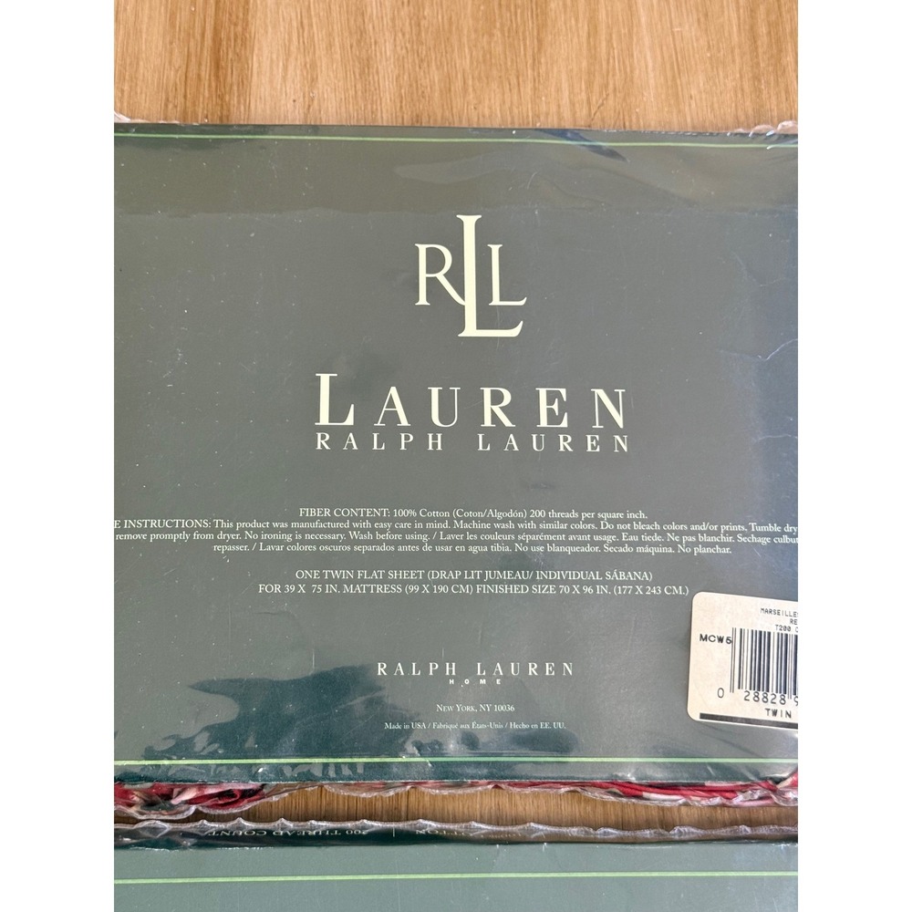 Lauren Ralph Lauren Marseilles Ruffled Floral Red Twin Flat & Fitted Sheet Set - Picture 5 of 6